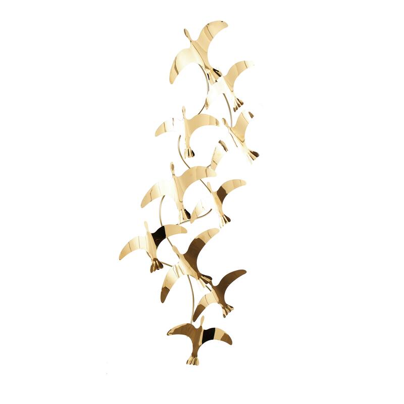Stainless Steel Metal Bird Minimalistic Flying Home Wall Decor - Gold - Roche River Decor