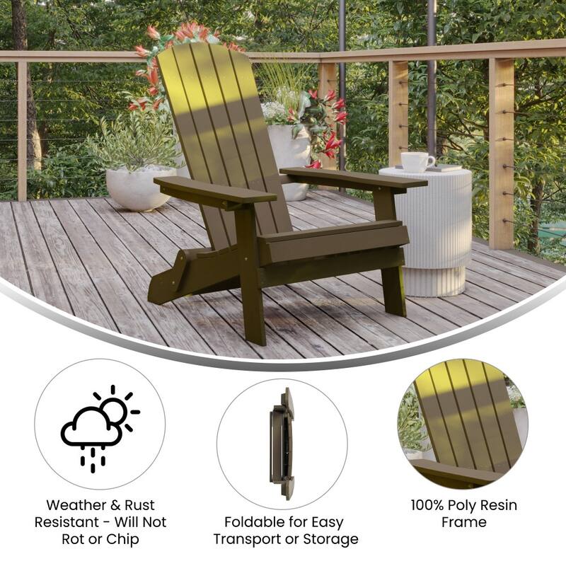 Poly-resin Folding Adirondack Indoor/Outdoor Patio Chair (Set of 4)