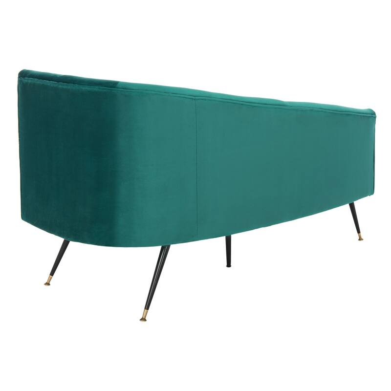 SAFAVIEH Helgrit Black/Gold Velvet Retro Glam Settee - 57.5" W x 27" D x 28" H - 58Wx27Dx28H