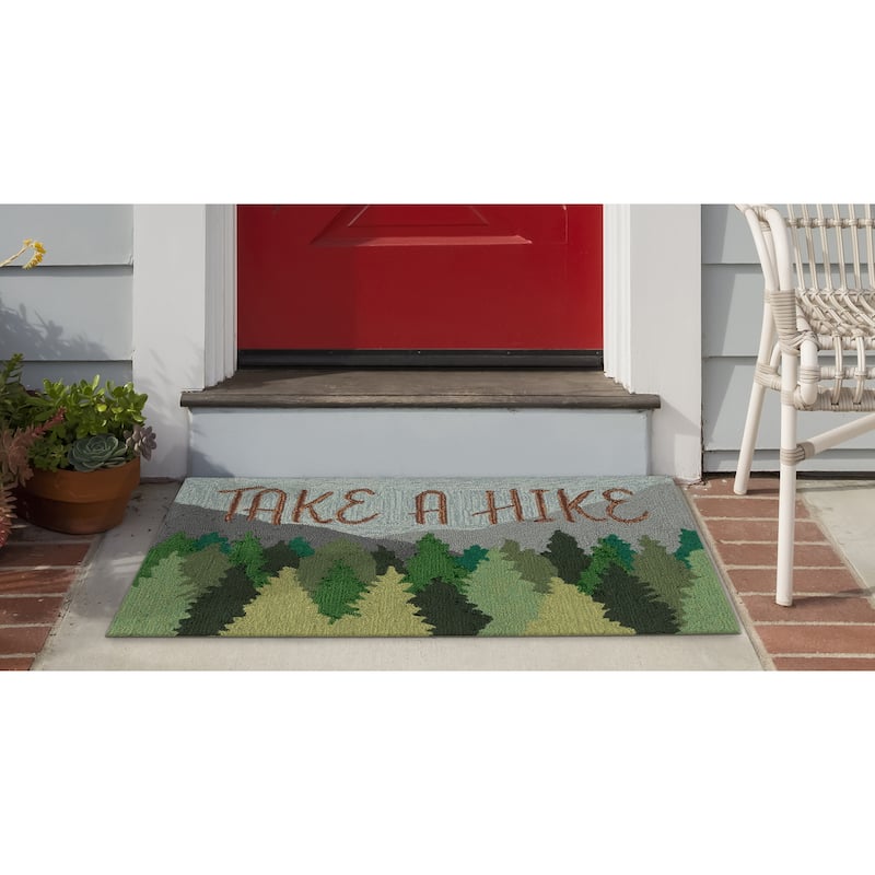 Liora Manne Frontporch Take A Hike Indoor/Outdoor Rug - 1'8" x 2' 6" - Green