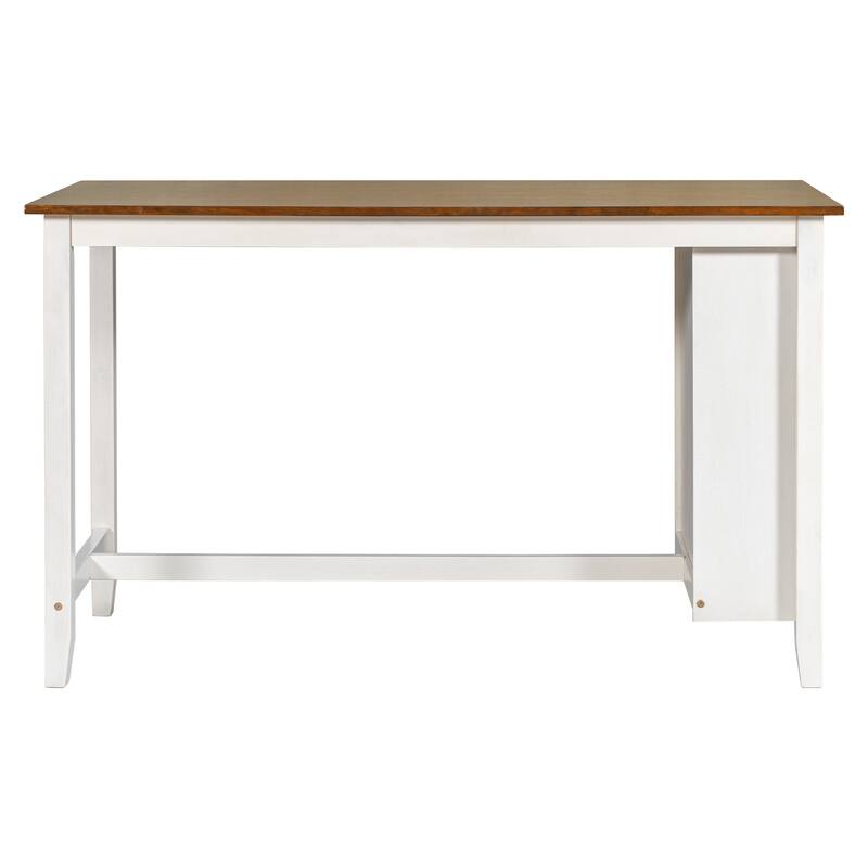 Roomfitters 5-Piece Counter Height Dining Table Set with 4 Upholstered Chairs and Side Storage Shelves