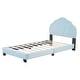 preview thumbnail 16 of 18, Twin Size Platform Bed Frame Velvet Upholstered Headboard Wooden Slats Support, Kids Wood Platform Bed Easy Assembly
