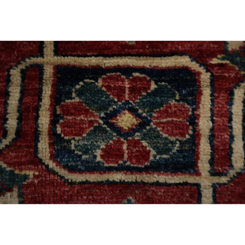 Hand Knotted Oriental 100% Wool Carpet Traditional Floral Red Kazak Area Rug - 10' 11'' X 7' 6''