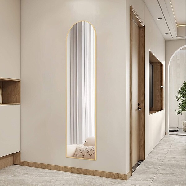 ラウンドフレームスタンディングミラー Floor Standing Mirror, Wall Mirror with Stand Aluminum Alloy Thin
