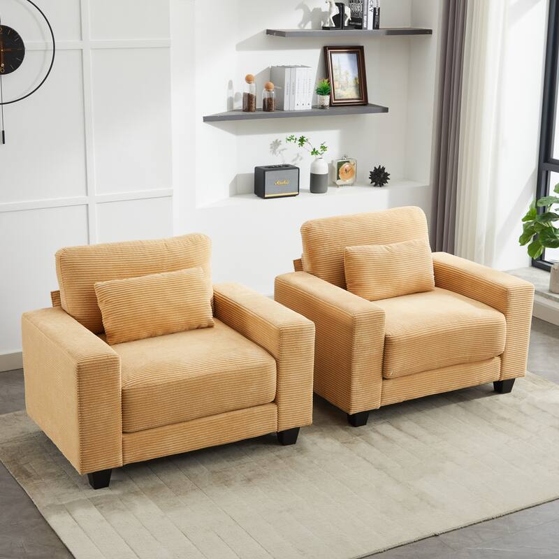 Corduroy Widened Single Sofa Chair, A Extra Lumbar Pillow
