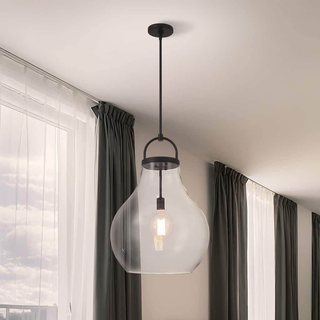 Mansfield 18-inch 1-light Matte Black Pendant Light with Clear Glass Shade