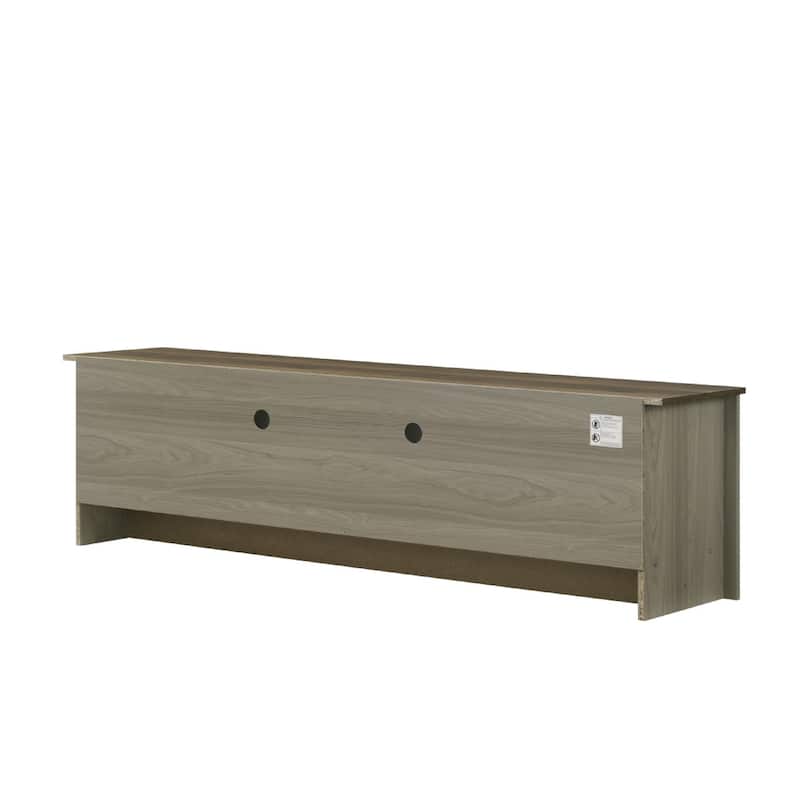 Nena TV Stand Cabinet, 2 Cabinet Doors, Brown Wood Top, Oak Gray