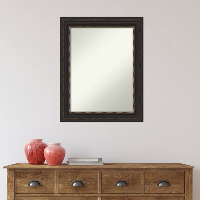 Non-Beveled Bathroom Wall Mirror - Accent Bronze Frame