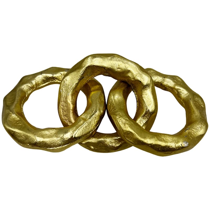 7 Inch Wide Decorative Handmade Aluminum Modern Chain Sculpture - Gold