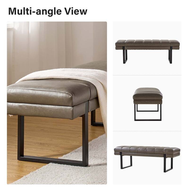 Laurens Modern 52.5'' Channel Tufted Bench with Mental Legs by HULALA HOME