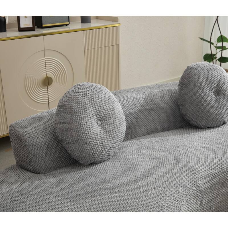 105.5'' Curved Modern Minimalist Cloud Couch Sofa, 2 Seater, Gray, No Assembly Required