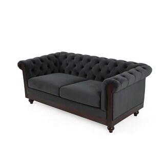 Chesterfield Velvet Loveseat Sofa Rolled Arm Plush Sofa Couch - Bed ...