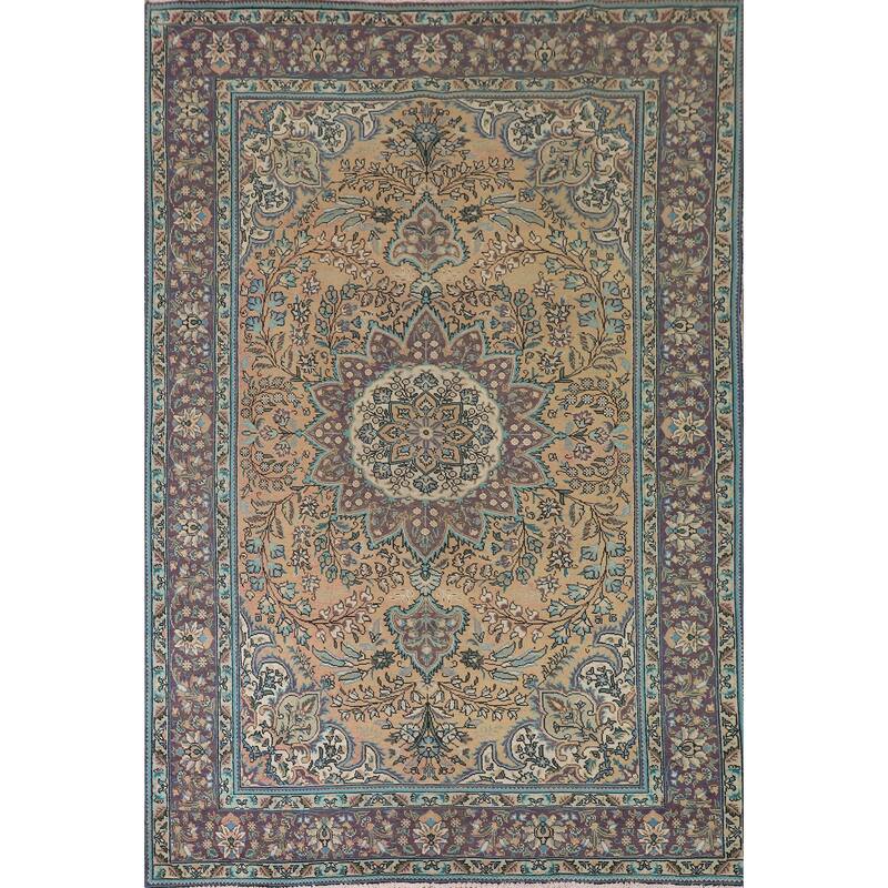 Tabriz Persian Vintage Area Rug Hand-Knotted Wool Carpet - 6'9"x 9'9"