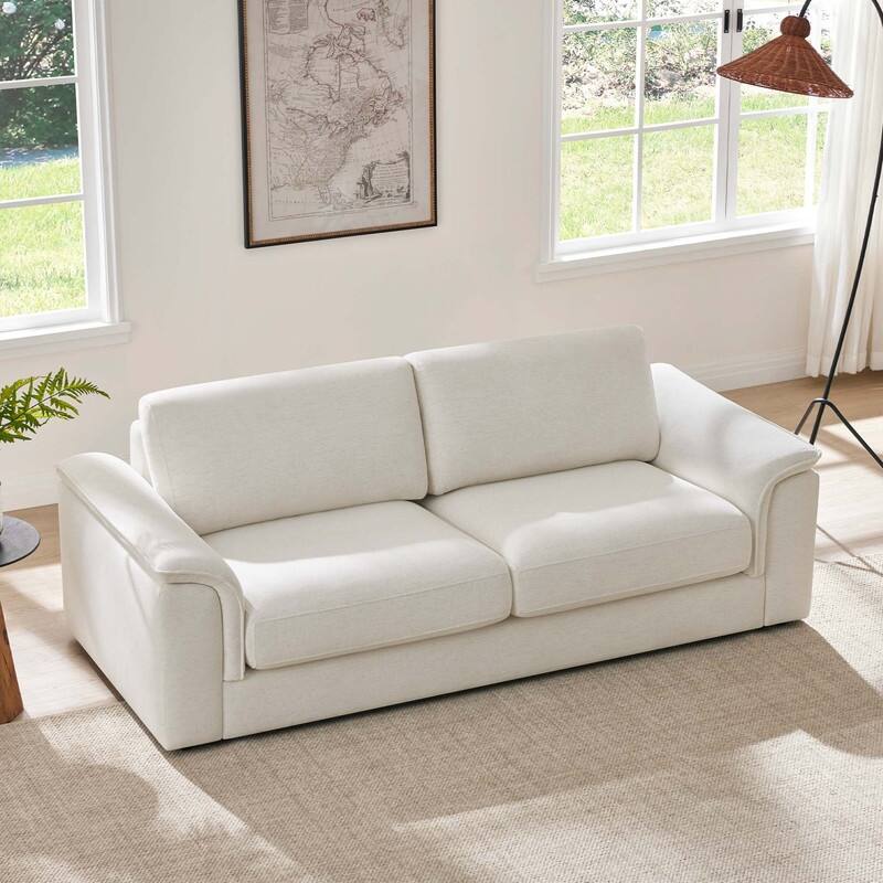 Spruce & Spring Upholstered Curved 3 Seat Sofa for Living Room