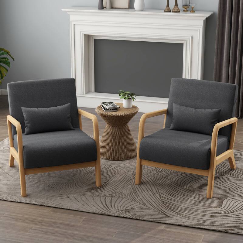 Upholstered Armchair Leisure Chair Accent Chairs Set of 2 with Pillow