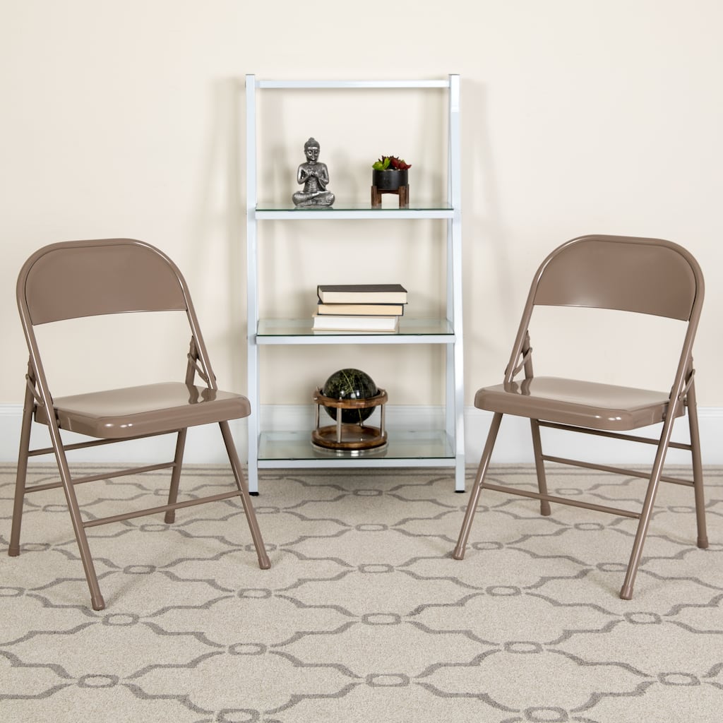 2 Pack Triple Braced & Double Hinged Metal Folding Chair