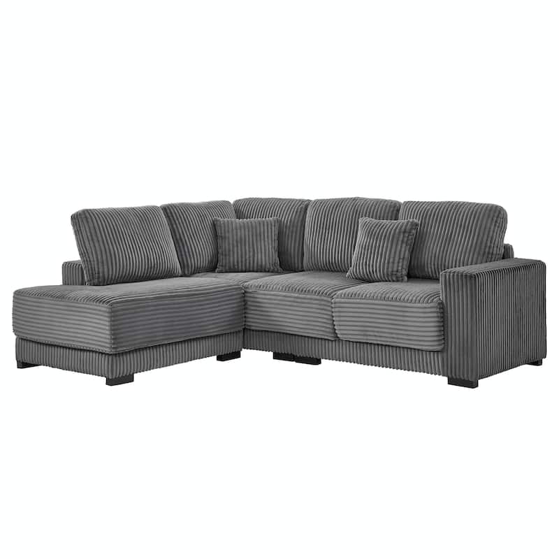 93" Sectional Sofa, L-Shaped with Reversible Chaise Lounge, Upholstered in Soft Corduroy