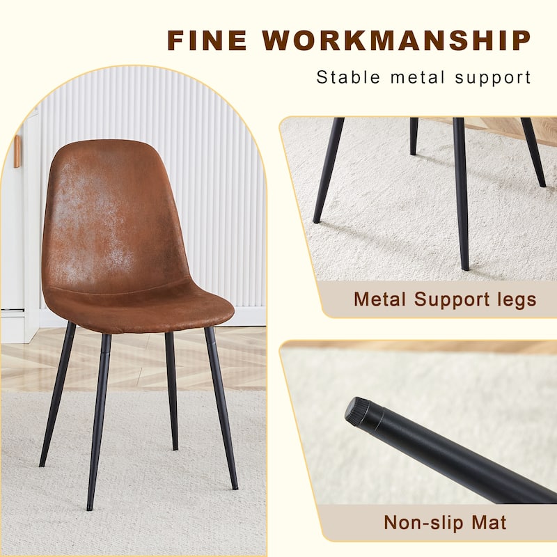 7-Piece Rectangular Dining Table Set, Modern 49.6" Glass Dining Table Set with 6 Fabric Armless Dining Chairs for Dining Room