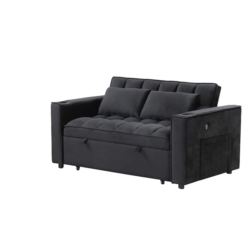55.3"4-1 Multi-functional Sofa Bed with Cup Holder,USB Port