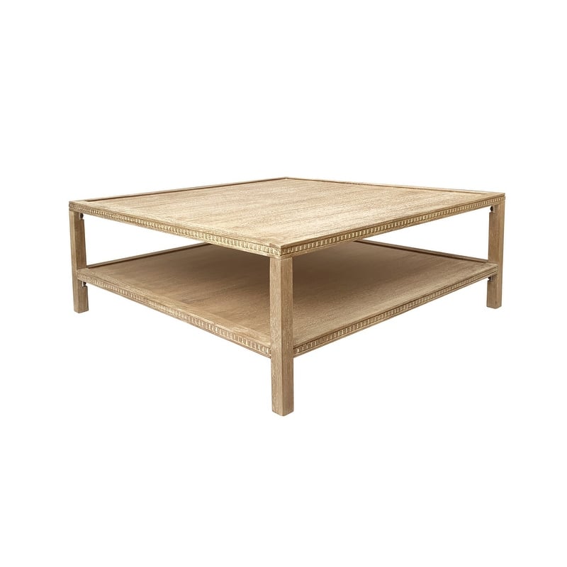 Rohan 42-Inch Square Mango Hardwood Coffee Table with Shelf