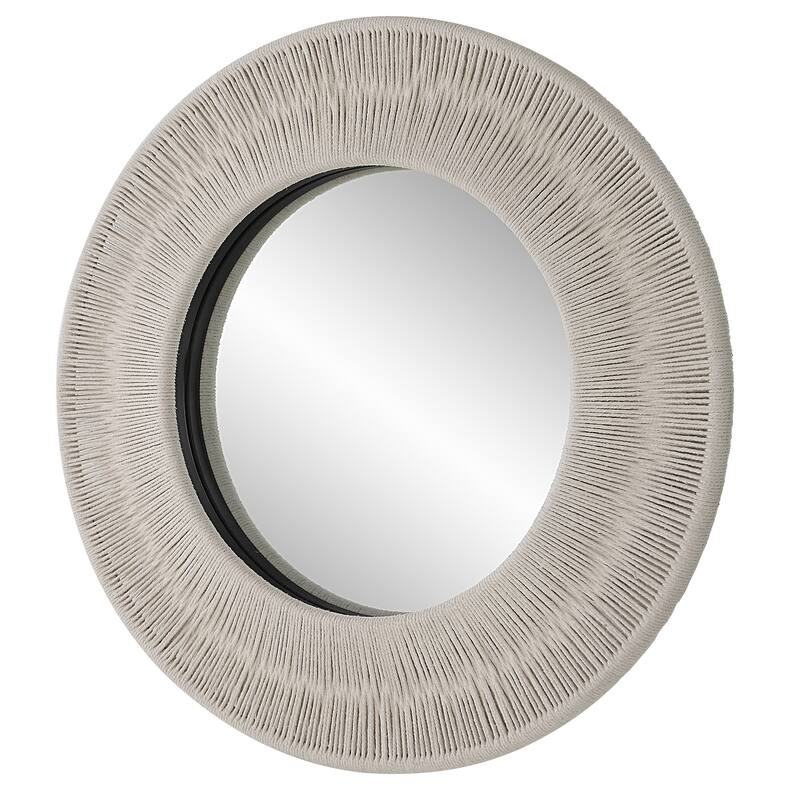 Uttermost Sailor's Knot White Small Round Mirror - 33"W x 33"H x 2.375"D