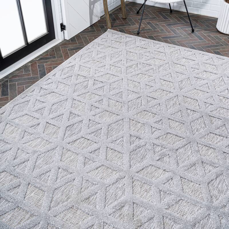 JONATHAN Y Peralta Neutral Geometric Indoor/Outdoor Area Rug