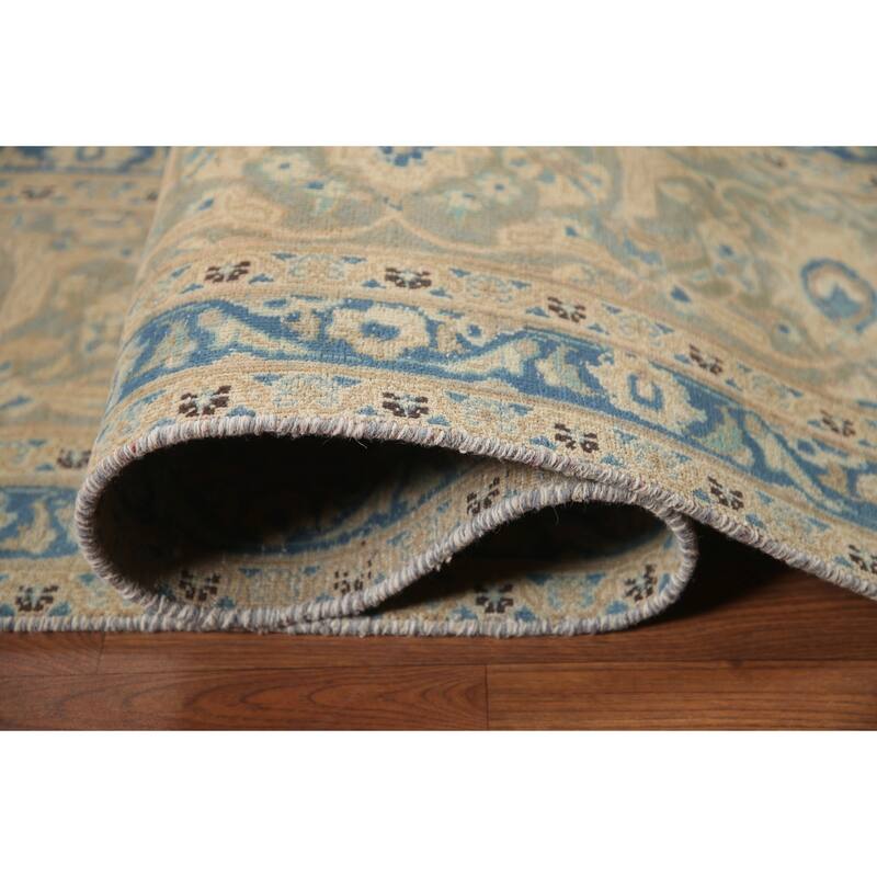 Hand Knotted Oriental 100% Wool Carpet Traditional Floral Pink Mashad Area Rug - 12' 6'' X 9' 6''