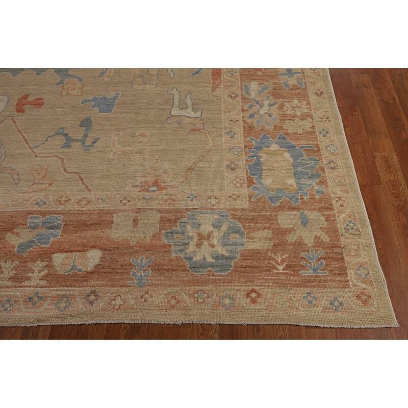 Orange Oushak Turkish Area Rug Handmade Vegetable Dyewool Carpet - 9'4"x 12'0"