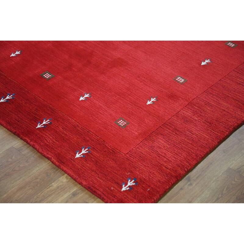 Hand Knotted Oriental 100% Wool Carpet Tribal Tribal Red Gabbeh Area Rug - 7' 6'' X 5' 4''