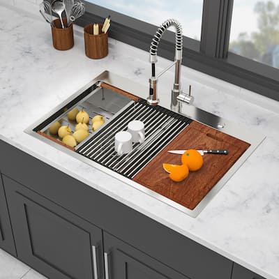 Drop in Double Bowl (50/50) Kitchen Sink 16 Gauge with Two 10" Deep Basin