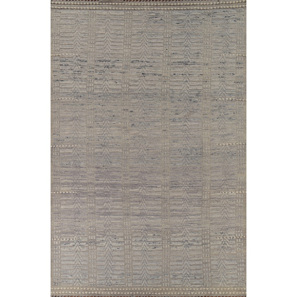 Grey Modern / Moroccan Area Rug Handmade Wool Carpet - 8'8"x 12'5"
