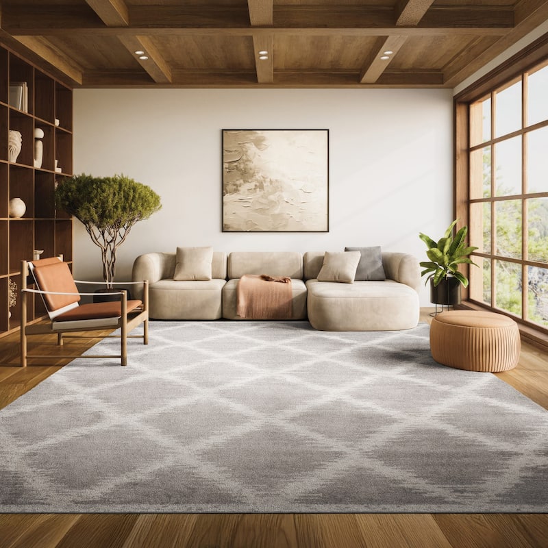 SAFAVIEH Adirondack Gisberta Vintage Boho Oriental Trellis Rug - 9' x 12' - Silver/Ivory