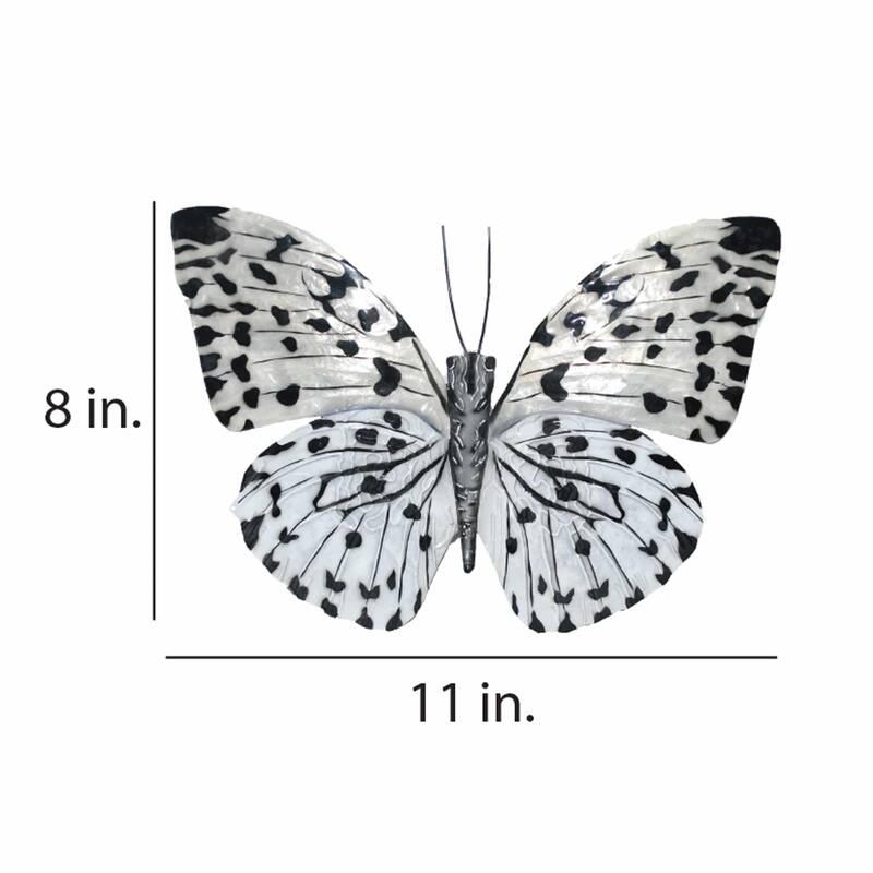Eangee Handmade Butterfly Capiz Shell Wall Decor Black And White, 11 x 1 x 8 in.