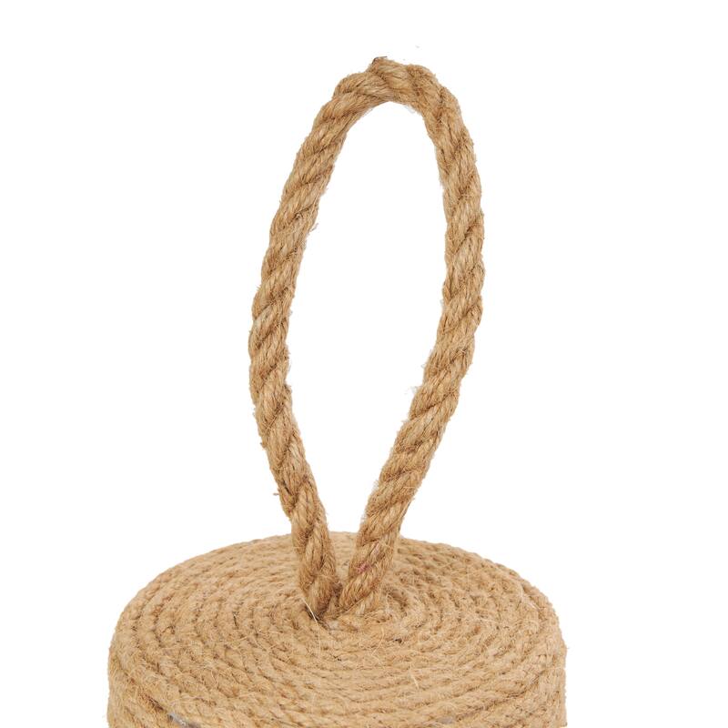 Brown Jute Rope Handmade Coiled Rope Buoy Decorative Sculpture with Handle