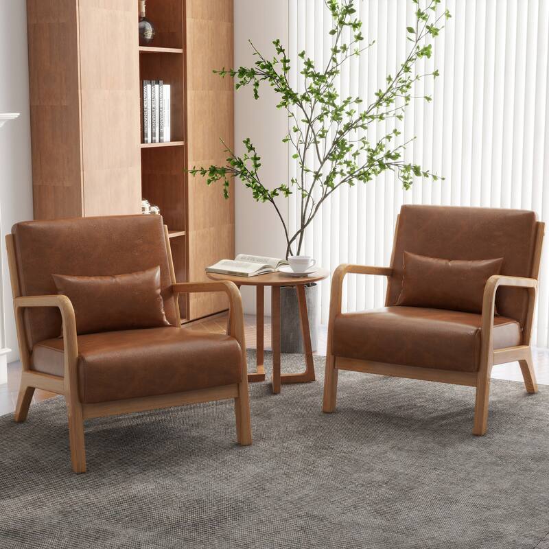 Upholstered Armchair Accent Chairs with Pillows Set of 2