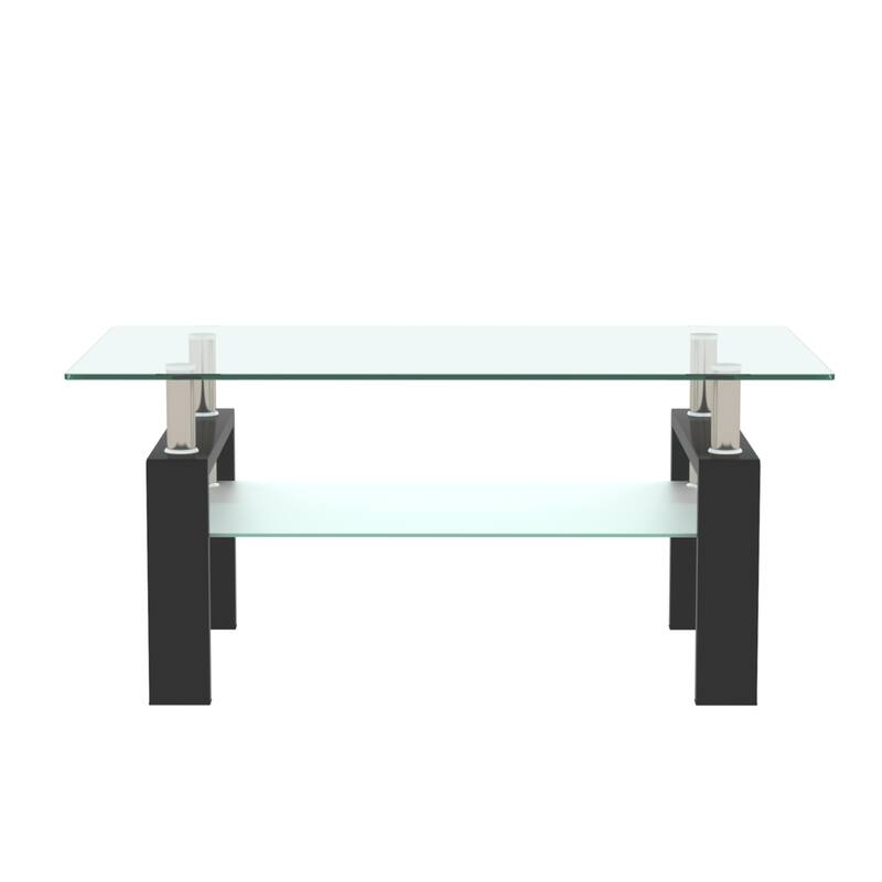 Rectangle Black Glass Coffee Table, Clear Coffee Table