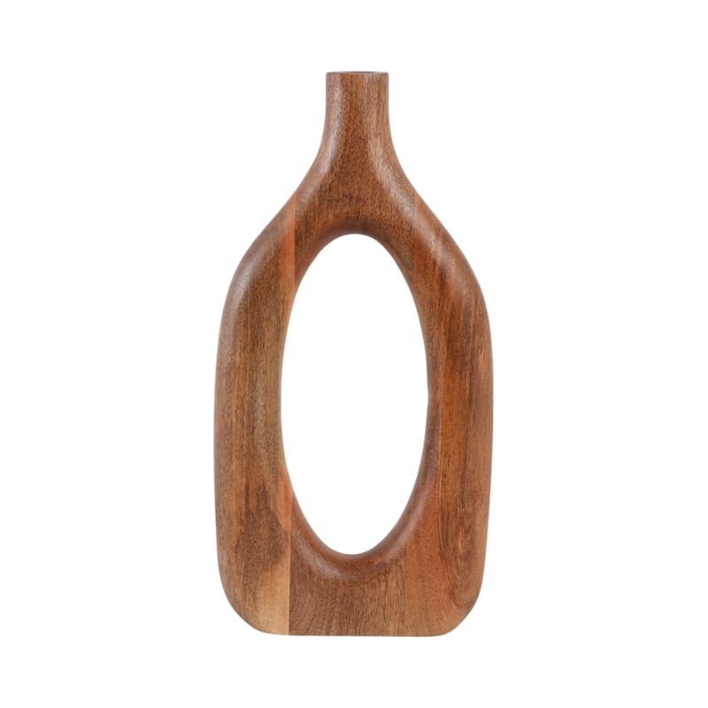 Mango Wood Sculptural Vase Decorative Handcrafted Eye-Catching Form