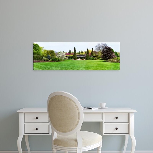 Easy Art Prints Panoramic Image 'Fountain, Peace Garden, Chicago Botanic Garden, Glencoe, Illinois' Canvas Art