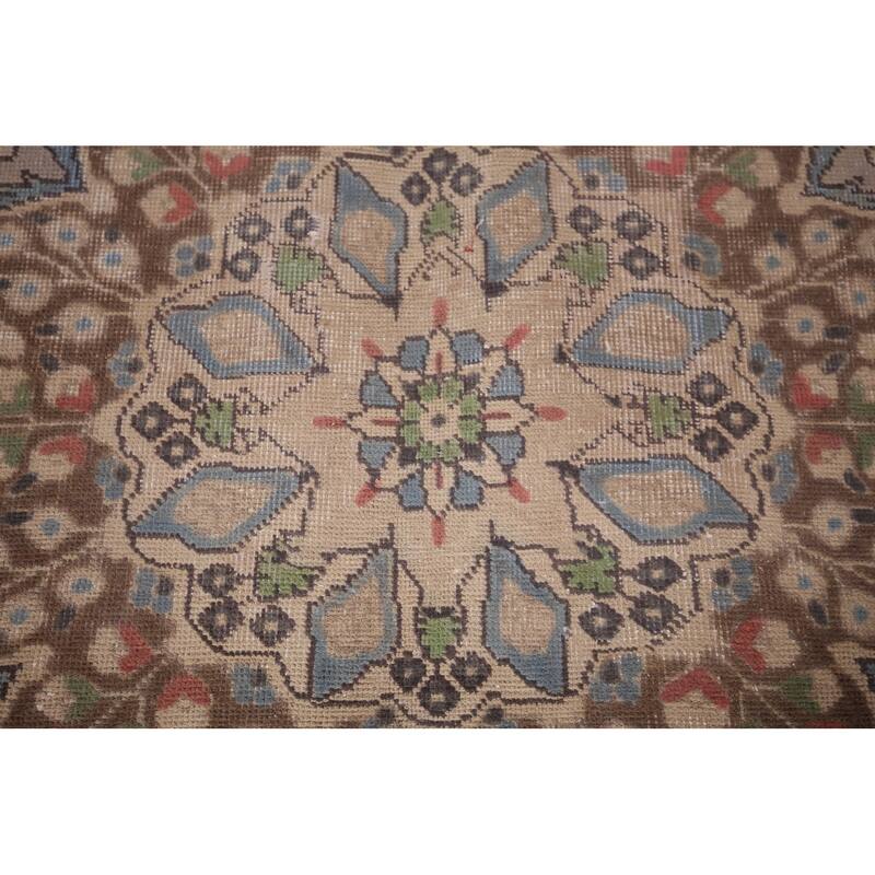 Distressed Grey Tabriz Persian Vintage Rug Hand-Knotted Wool Carpet - 7'10"x 11'0"