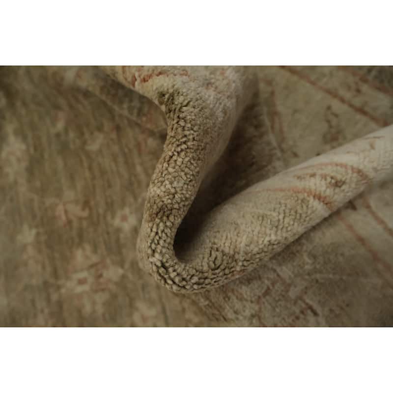 Hand Knotted Oriental 100% Wool Carpet Traditional Floral Green Peshawar Area Rug - 5' 8'' X 4' 2''