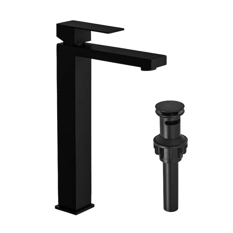 Brushed Nickel Bathroom Faucet With Pop Up Drain,Brushed Faucet,Single Hole Bathroom Faucet Modern Single Handle - Black