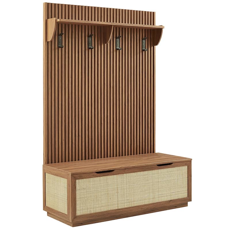 Soma Fluted 3-in-1 Hall Tree With Storage Bench and Coat Rack