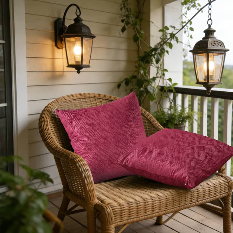 Tonopah Ikat Velvet Throw Pillow Cover Set, NO INSERT - 26" x 26" - Garnet