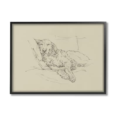 Stupell Peaceful Resting Labrador Dog Pencil Sketch Drawing Framed Wall Art, Design by Ethan Harper - Beige