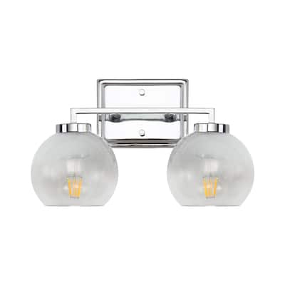 Elliott 2-Light Vanity Light in Chrome with Alabaster Shade - Silver