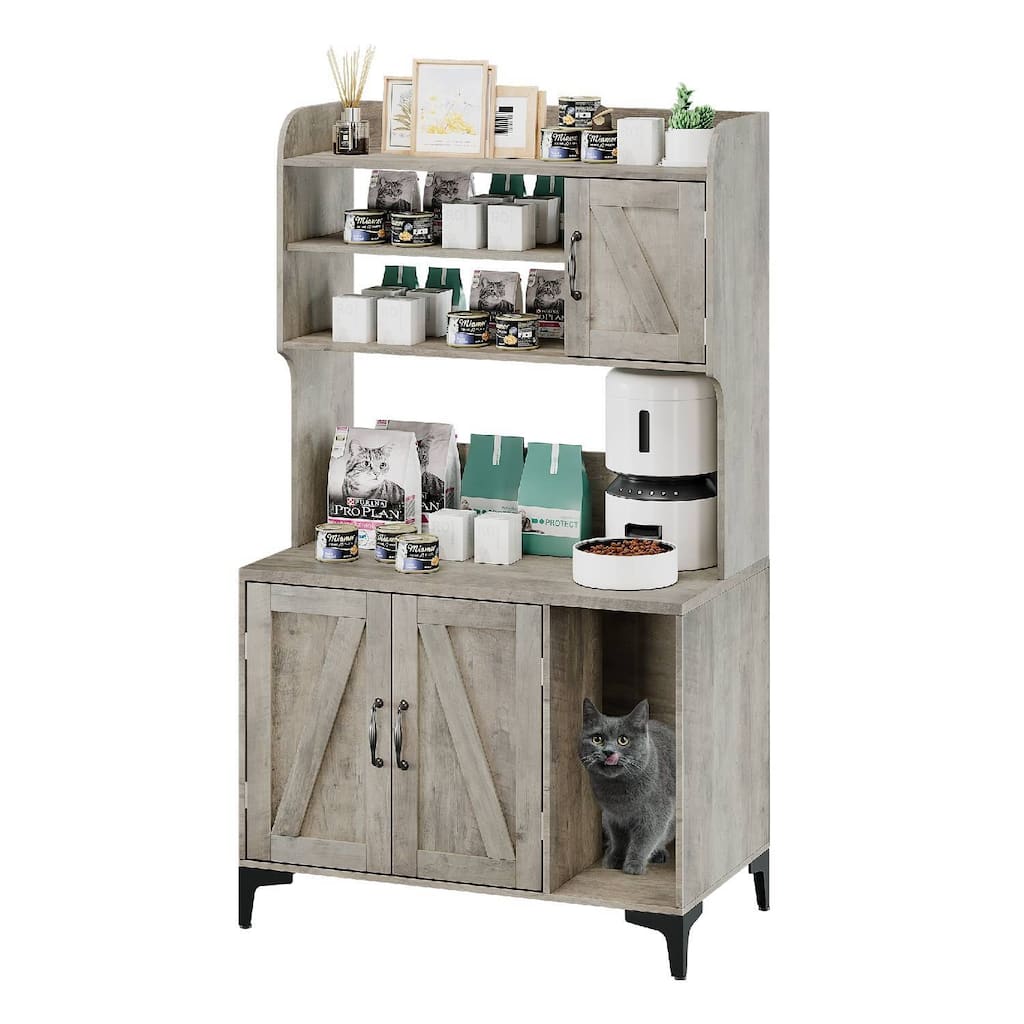 Cat Litter Box Hidden with Shelf Storage