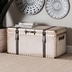 preview thumbnail 2 of 11, Nevio Vintage Weathered White Canvas Storage Trunk