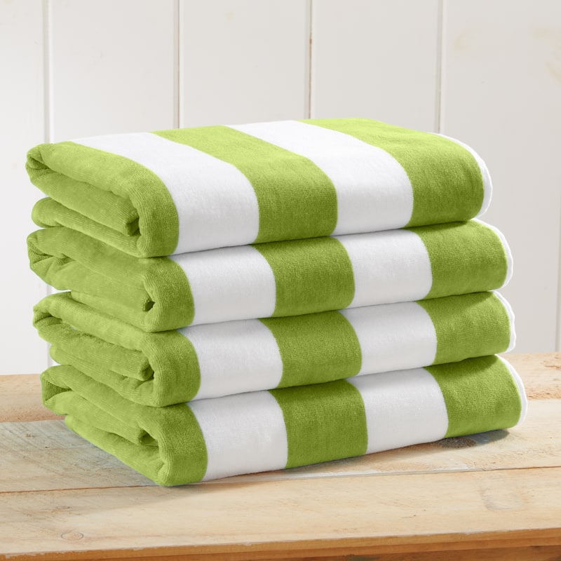 Cotton Cabana Stripe Beach Towel - 4-Pack - Green