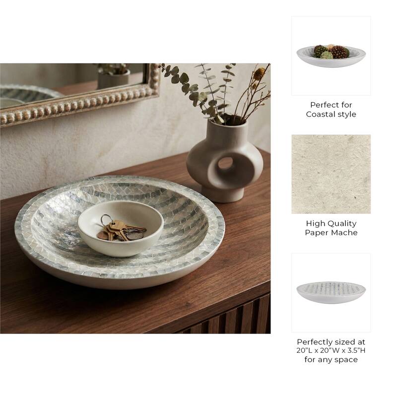 Decorative Bowl with Mosiac Inspired Finish for Home Decor - 20" - 19.75"