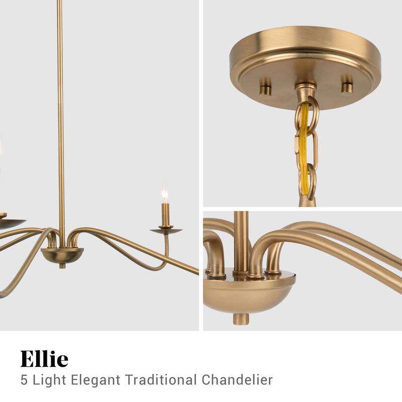 Transitional Black Dimmable 5-Light Candle Chandelier